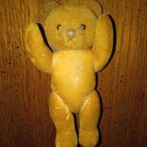 Vtg Applause Flocked Teddy Bear Figurine Poseable